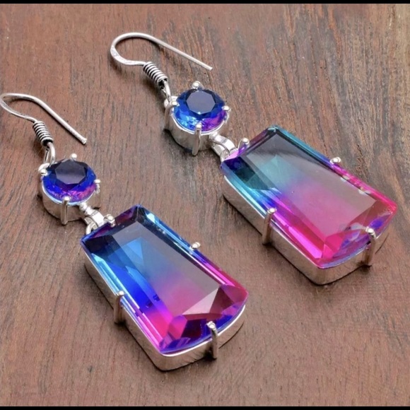 handcrafted Artesian Jewelry - Authentic Bi-Color Tourmaline Earrings
